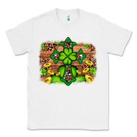 White Western Shamrock Cross Leopard Background Classic Tee - Artiststas