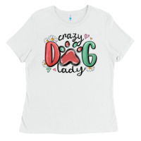White crazy dog lady Ladies Tee - MaliasSmallBusiness