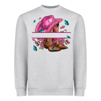 Heather Grey pink cowgirl hat and roses Heavyweight Sweatshirt - AdoDesignShop