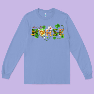 St Patricks Day Nurse Long Sleeve Tee Designed By Barkaloodesign