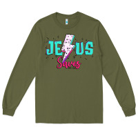 Army Green jesus saves Long Sleeve Tee - JahusDesignShop