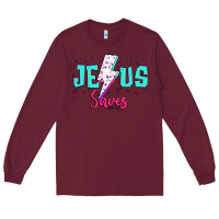 Burgundy jesus saves Long Sleeve Tee - JahusDesignShop