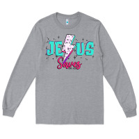 Heather Grey jesus saves Long Sleeve Tee - JahusDesignShop
