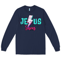 Navy jesus saves Long Sleeve Tee - JahusDesignShop