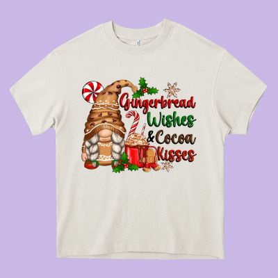 Gingerbread Wishes And Cocoa Kisses Heavy Core Tee Designed By Zillion Design Studio