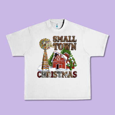 Small Town Christmas With Barn And Cactus Urban Heavy Tee Designed By Adodesignshop