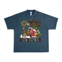 Midnight Navy small town christmas with barn and cactus Urban Heavy Tee - AdoDesignShop