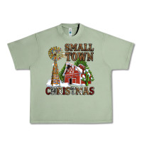 Oil Green small town christmas with barn and cactus Urban Heavy Tee - AdoDesignShop