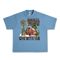 Pebble Blue small town christmas with barn and cactus Urban Heavy Tee - AdoDesignShop