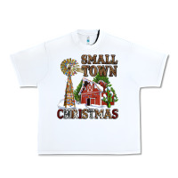 White small town christmas with barn and cactus Urban Heavy Tee - AdoDesignShop