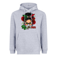 Heather Grey mexicana woman messy bun Heavyweight Hoodie - LillyAllenDesigns