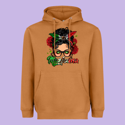 Mexicana Woman Messy Bun Heavyweight Hoodie Designed By Lillyallendesigns
