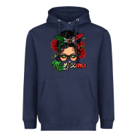 Navy mexicana woman messy bun Heavyweight Hoodie - LillyAllenDesigns