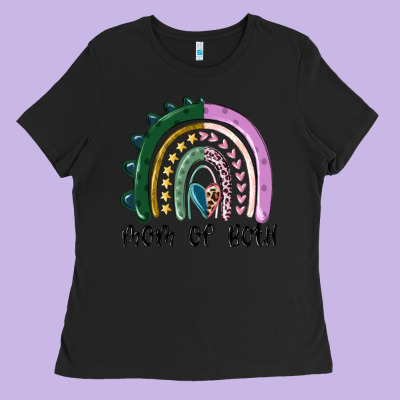 Ladies Tee mom of both rainbow