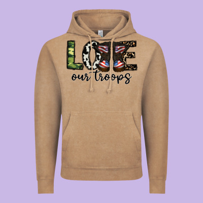 Love Our Troops Vintage Hoodie Designed By Cowhidedigitalart
