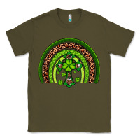 Army Green Western Shamrock Cross Rainbow Classic Tee - Artiststas