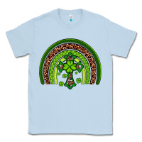 Dusty Blue Western Shamrock Cross Rainbow Classic Tee - Artiststas