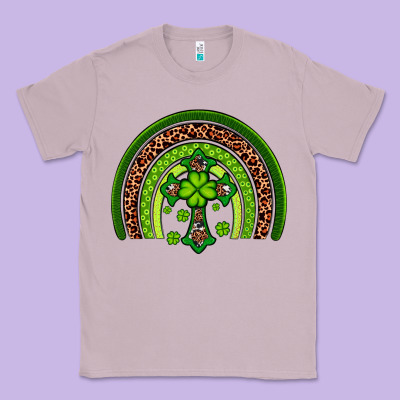 Western Shamrock Cross Rainbow Classic Tee Designed By Artiststas