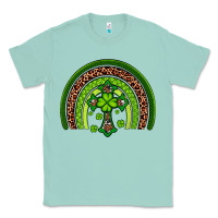 Seafoam Western Shamrock Cross Rainbow Classic Tee - Artiststas