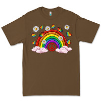 Cacao pride rainbow with daisy and butterfly Premium Tee - texasbilliewilder