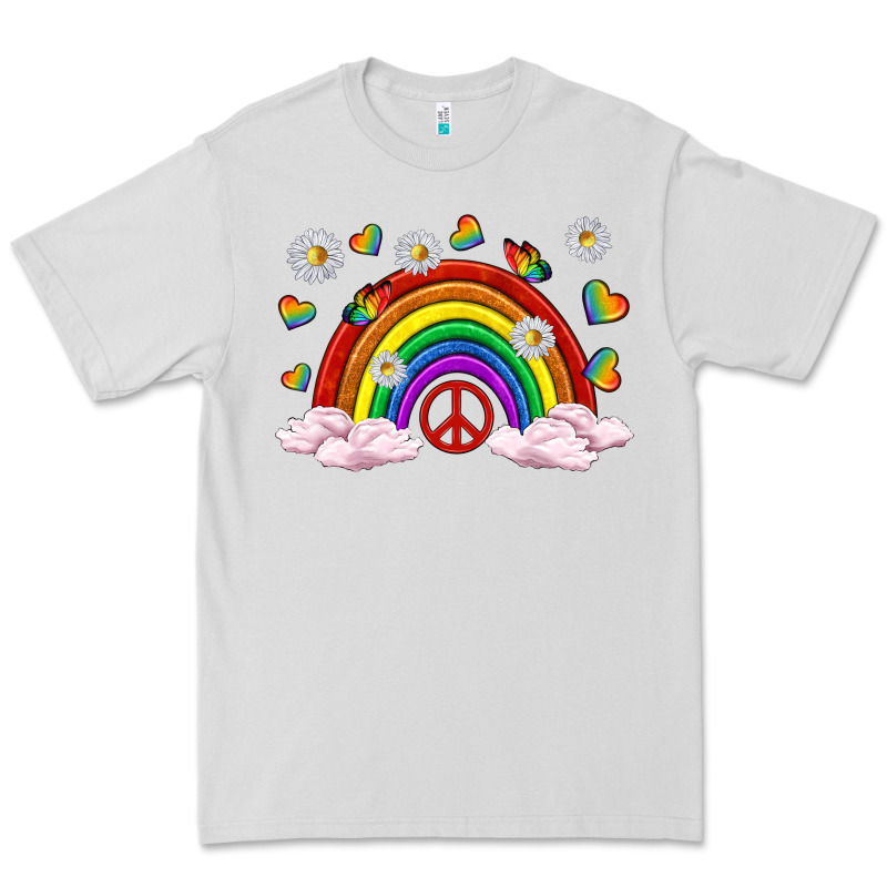 Pride Rainbow With Daisy And Butterfly Premium Tee by texasbilliewilder | Teevron