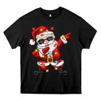 Black dabbing santa with christmas lights Heavy Core Tee - Zillion Design Studio