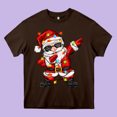 Dabbing Santa With Christmas Lights Heavy Core Tee Designed By Zillion Design Studio