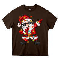 Chocolate Brown dabbing santa with christmas lights Heavy Core Tee - Zillion Design Studio