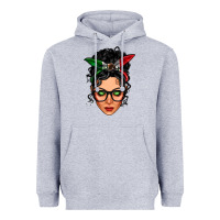 Heather Grey mexican latina girl messy bun Heavyweight Hoodie - LillyAllenDesigns