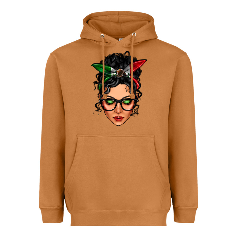 Mexican Latina Girl Messy Bun Heavyweight Hoodie by LillyAllenDesigns | Teevron