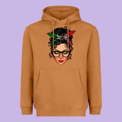 Mexican Latina Girl Messy Bun Heavyweight Hoodie Designed By Lillyallendesigns