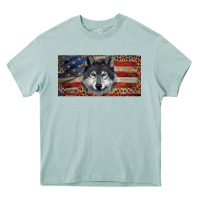Arona Wolf with american flag and leopard Heavy Core Tee - RanaPortraitStore