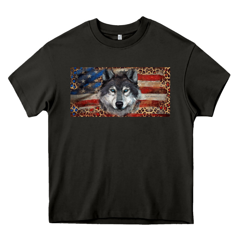 Wolf With American Flag And Leopard Heavy Core Tee by RanaPortraitStore | Teevron