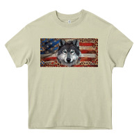 Mossy Wolf with american flag and leopard Heavy Core Tee - RanaPortraitStore