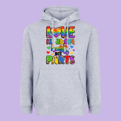Love Is About Hearts Not Parts Heavyweight Hoodie Designed By Lillyallendesigns
