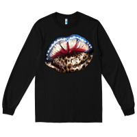 Black American lips leopard Long Sleeve Tee - NancyCooperArtShop