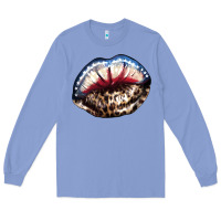 Colony Blue American lips leopard Long Sleeve Tee - NancyCooperArtShop
