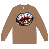 Toasted Coconut American lips leopard Long Sleeve Tee - NancyCooperArtShop