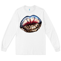 White American lips leopard Long Sleeve Tee - NancyCooperArtShop