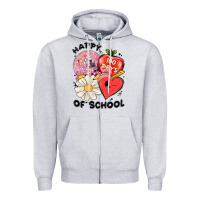 Heather Grey happy 100 days of school Zipper Hoodie - MaliasSmallBusiness