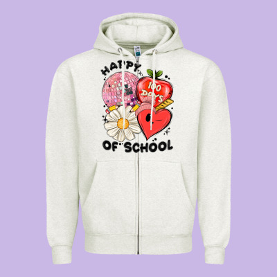 Happy 100 Days Of School Zipper Hoodie Designed By Maliassmallbusiness