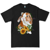 Black Bunny With Sunflowers Premium Tee - RanaPortraitStore