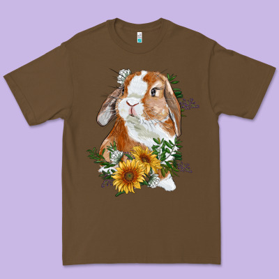 Premium Tee Bunny With Sunflowers