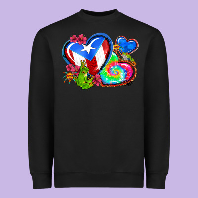 Western Leopard Puerto Rico Hearts Heavyweight Sweatshirt Designed By Adodesignshop