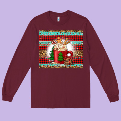 Christmas Coffee Long Sleeve Tee Designed By Jasminsmagicworld