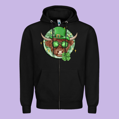 St. Patrick's Day Heifer Zipper Hoodie Designed By Maliassmallbusiness