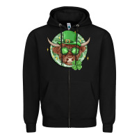 Black st. patrick's day heifer Zipper Hoodie - MaliasSmallBusiness