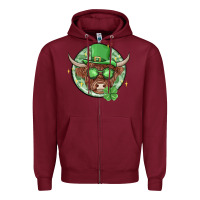 Burgundy st. patrick's day heifer Zipper Hoodie - MaliasSmallBusiness