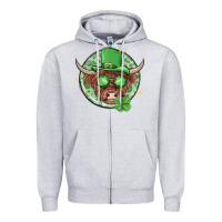 Heather Grey st. patrick's day heifer Zipper Hoodie - MaliasSmallBusiness