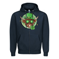 Navy st. patrick's day heifer Zipper Hoodie - MaliasSmallBusiness
